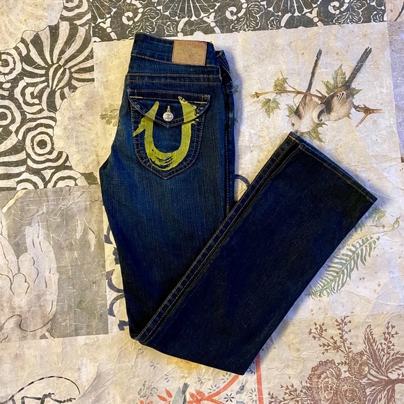 True Religion Denim - True Religion Jeans Painted Yellow Pckt #WC92269H4